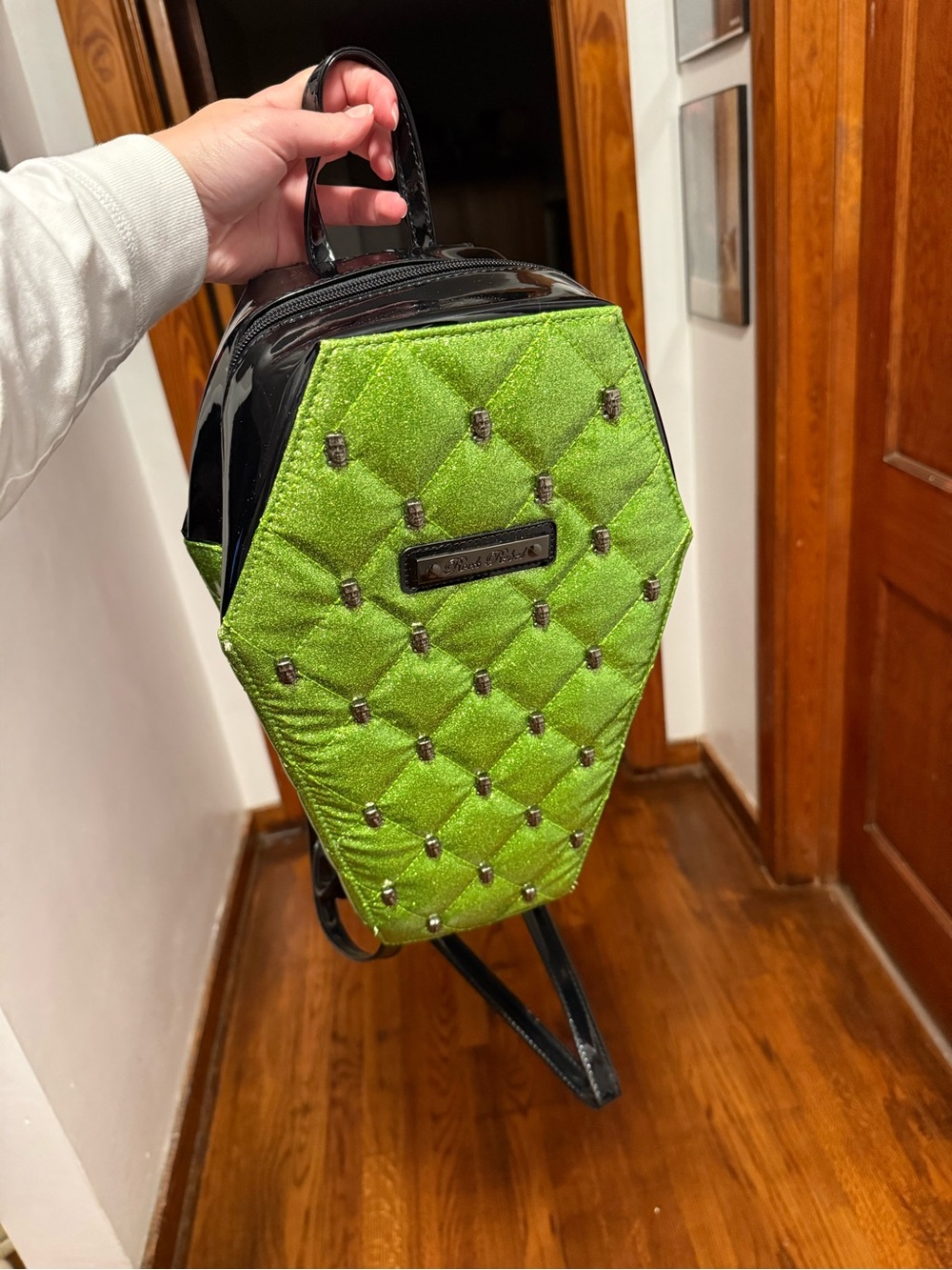 Coffin shaped mini backpack